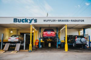 Car being repaired at Bucky's Auto Repair Tacoma 48th Street
