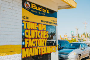 Bucky's Tacoma Narrows Auto repair location front window
