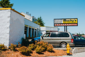 Car being repaired at Bucky's Shoreline Auto repair location